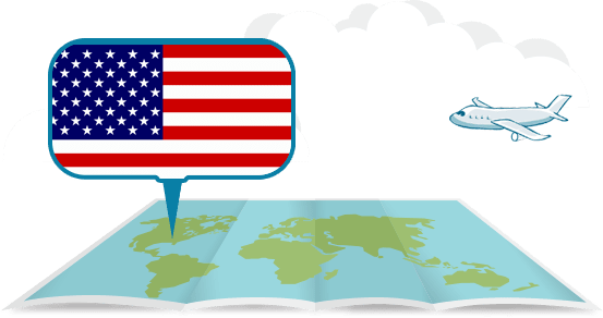 zemekoule s letadlem USA / Spojené státy / Amerika